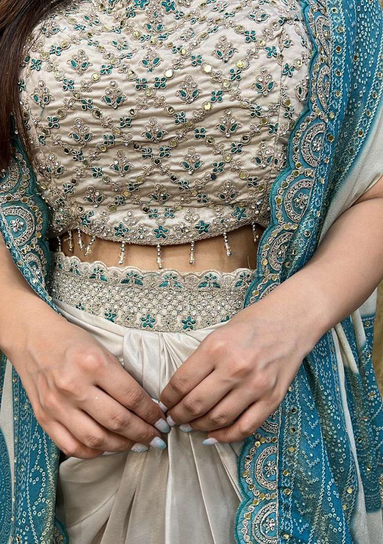 Blue Embroidery Silk Blend Salwar Kameez - Indya