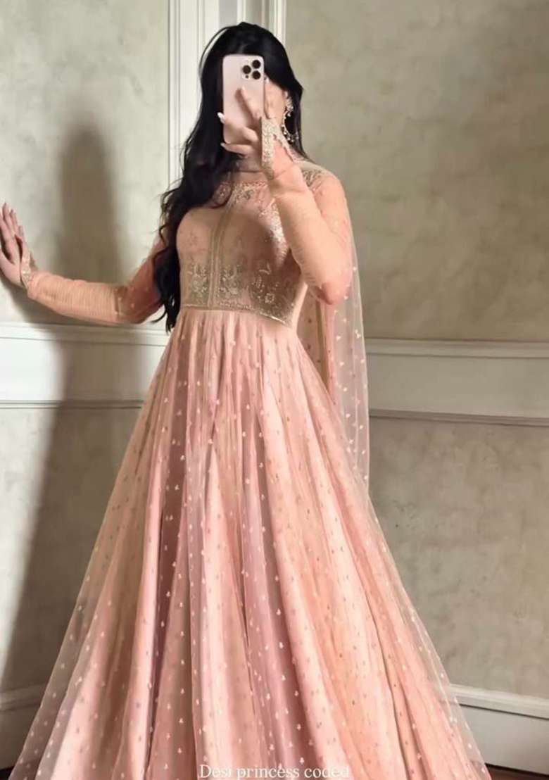Pink Embroidery Georgette Salwar Kameez - Indya
