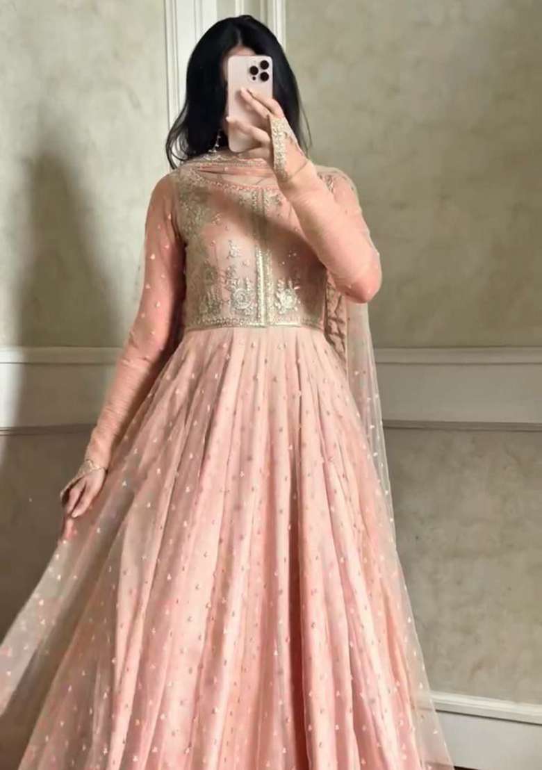 Pink Embroidery Georgette Salwar Kameez - Indya