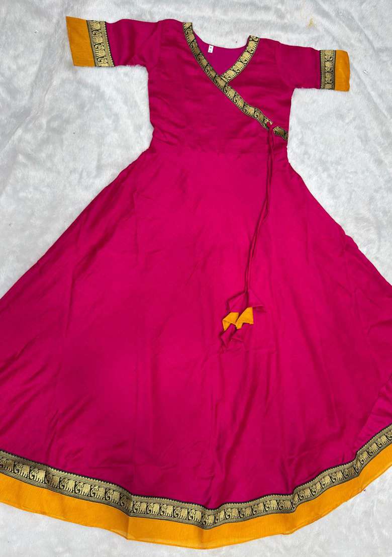 Pink Embroidery Vichitra Kurti Set - Indya