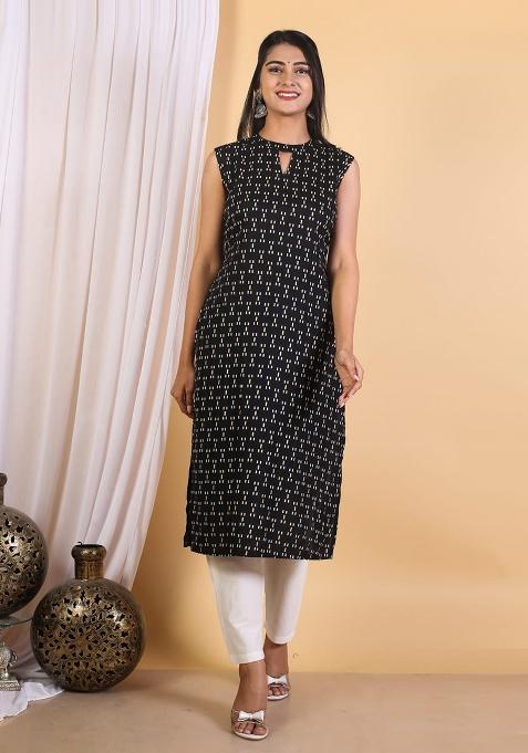 Blue Printed Rayon Kurta Set