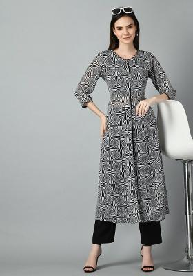 Black Printed Georgette Kurta Set