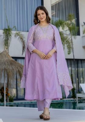 Pink Embroidery Silk Kurta Set