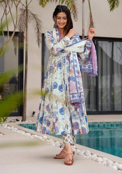 White Printed Silk Palazzo Set