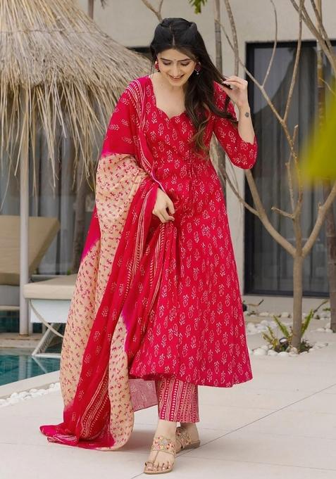Pink Printed Silk Palazzo Set