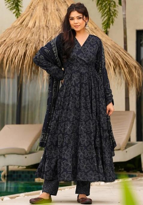 Blue Printed Silk Palazzo Set