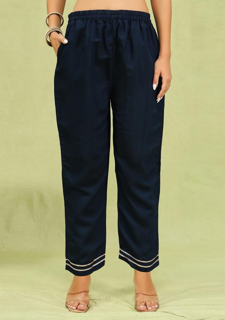 Blue Embroidery Viscose Kurta Set - Indya