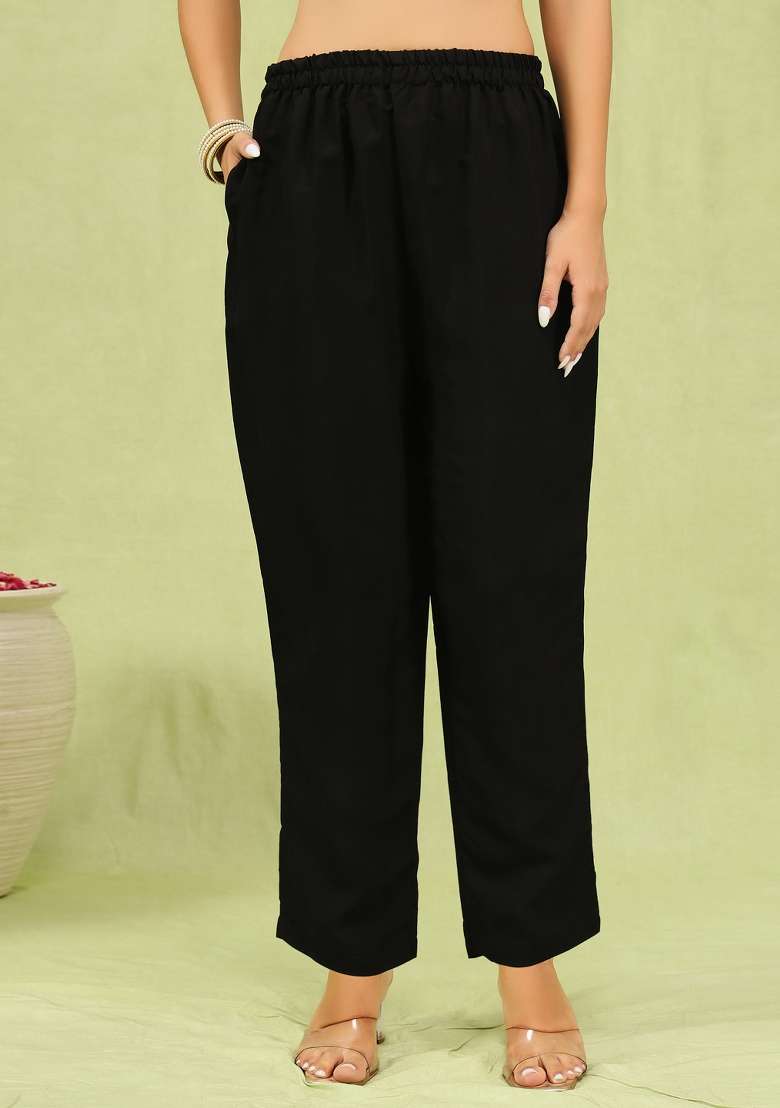 Black Embroidery Viscose Kurta Set - Indya