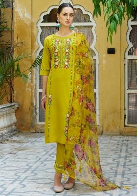 Lemon Embroidery Viscose Kurta Set