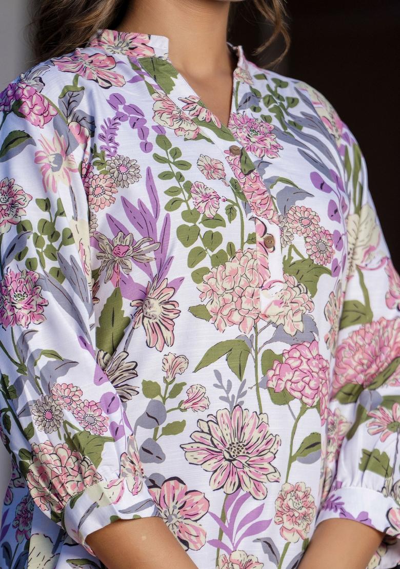Off White Printed Cotton Kurta Set - Indya