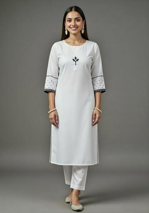 Maroon Embroidery Rayon Kurta Set