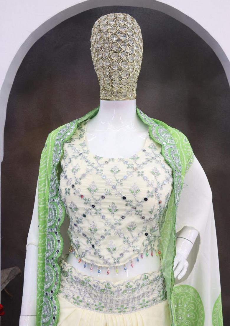 Green Embroidery Silk Salwar Kameez - Indya