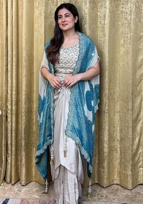 Blue Embroidery Silk Salwar Kameez