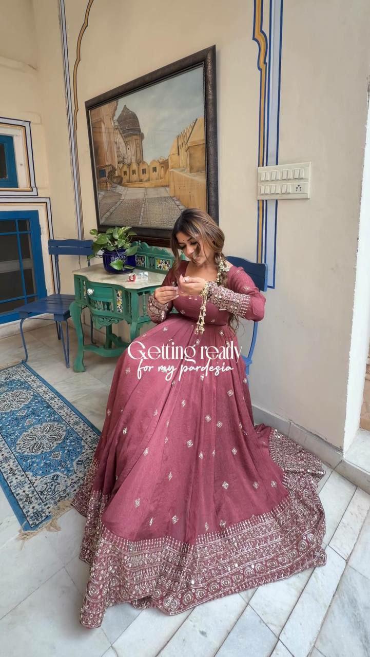 Pink Embroidery Silk Salwar Kameez - Indya