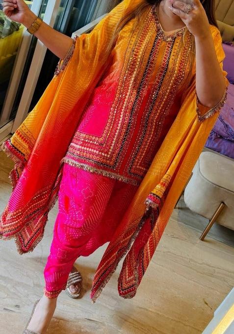 Yellow Embroidery Silk Salwar Kameez