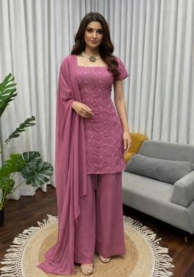 Purple Embroidery Georgette Salwar Kameez