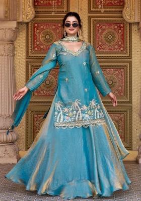 Blue Embroidery Fendy Salwar Kameez