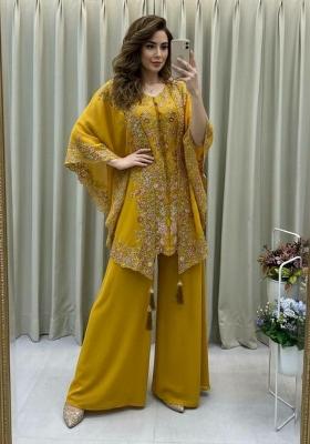 Yellow Embroidery Georgette Salwar Kameez