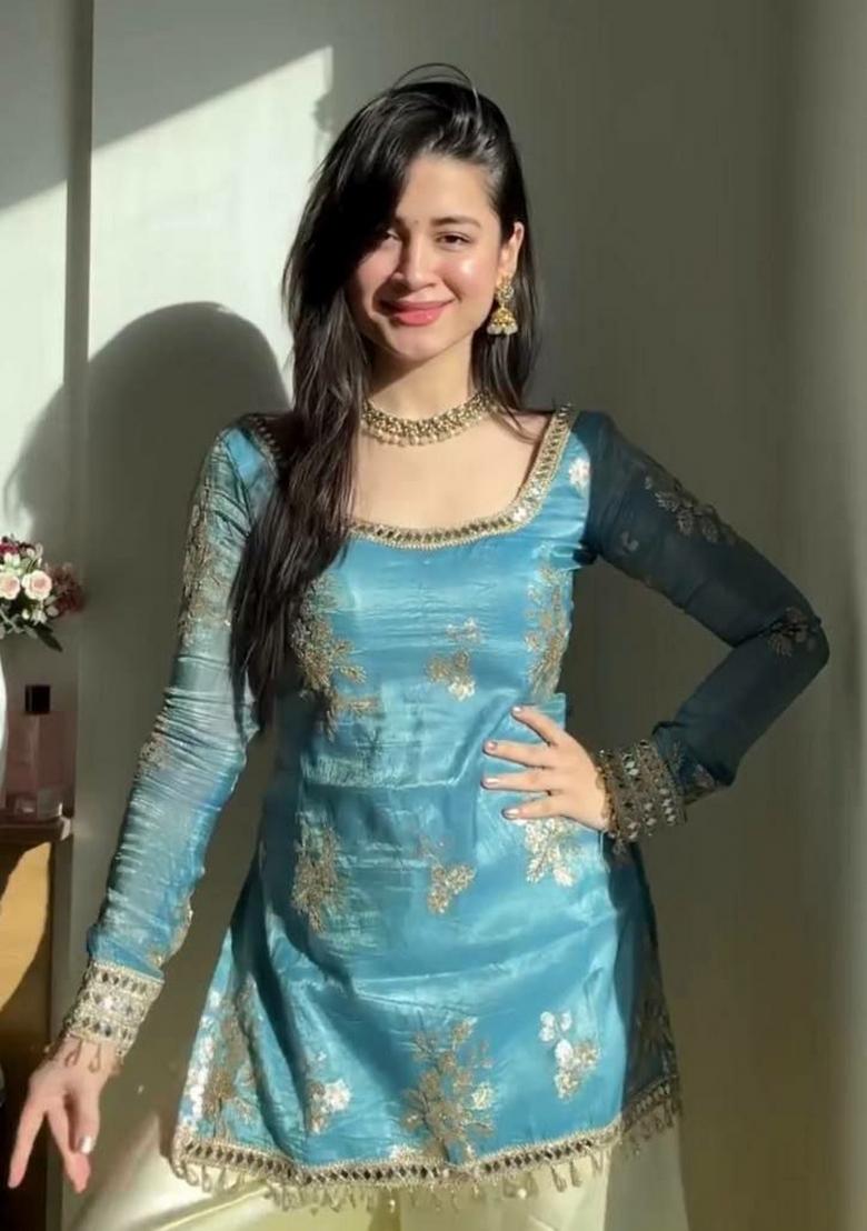 Blue Embroidery Fendy Salwar Kameez - Indya