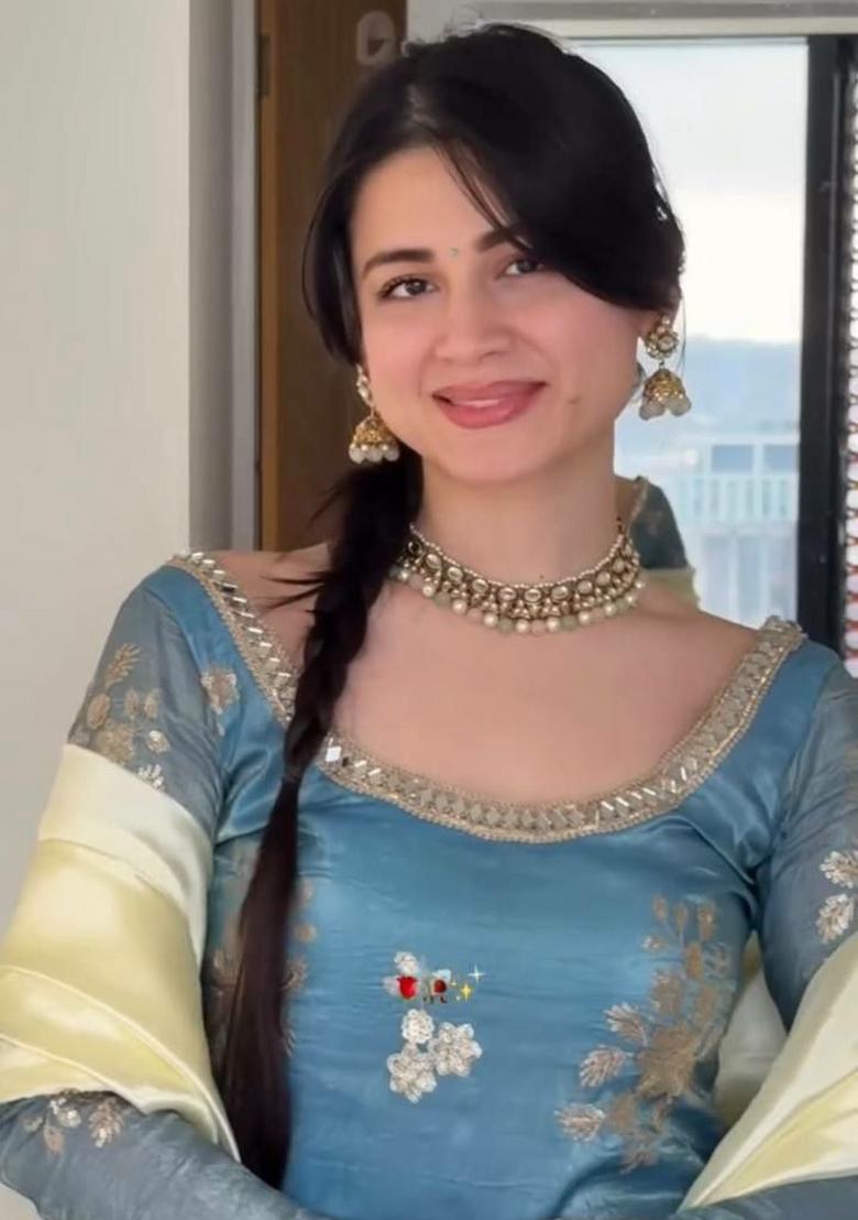 Blue Embroidery Fendy Salwar Kameez - Indya