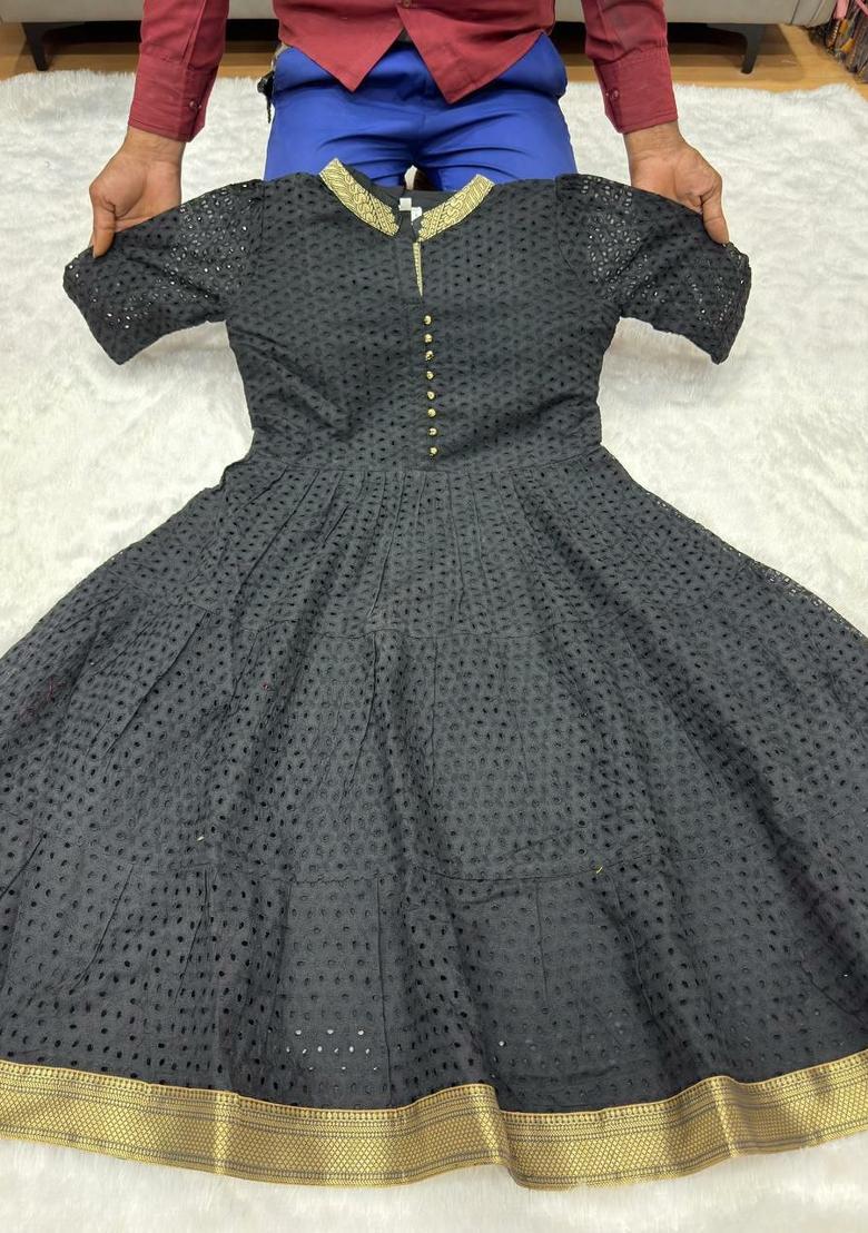 Black Embroidery Hakoba Kurta - Indya