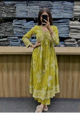 Green Embroidery Cotton Salwar Kameez