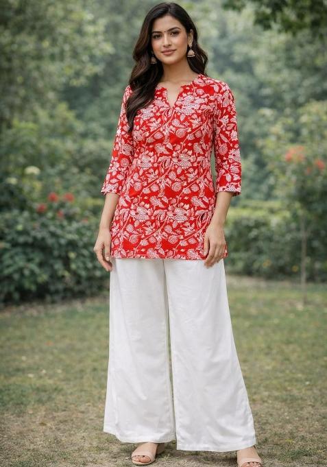 Red Embroidery Rayon Salwar Kameez