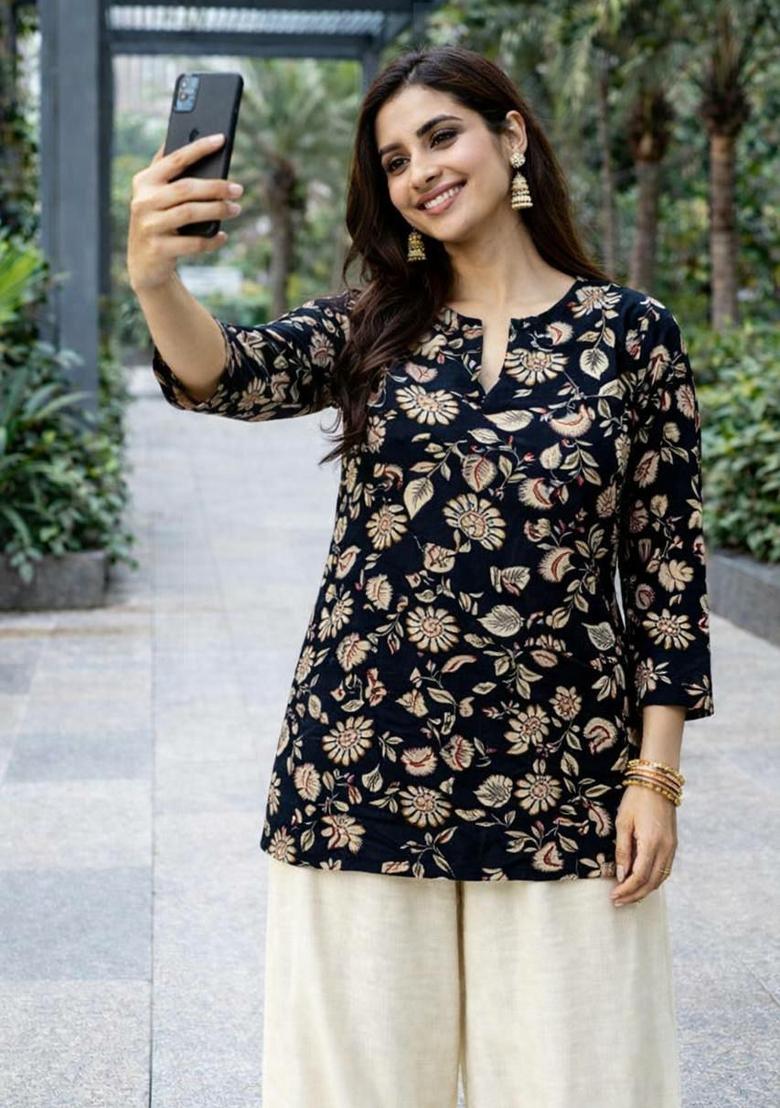 Black Embroidery Rayon Salwar Kameez - Indya