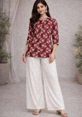 Red Embroidery Rayon Salwar Kameez