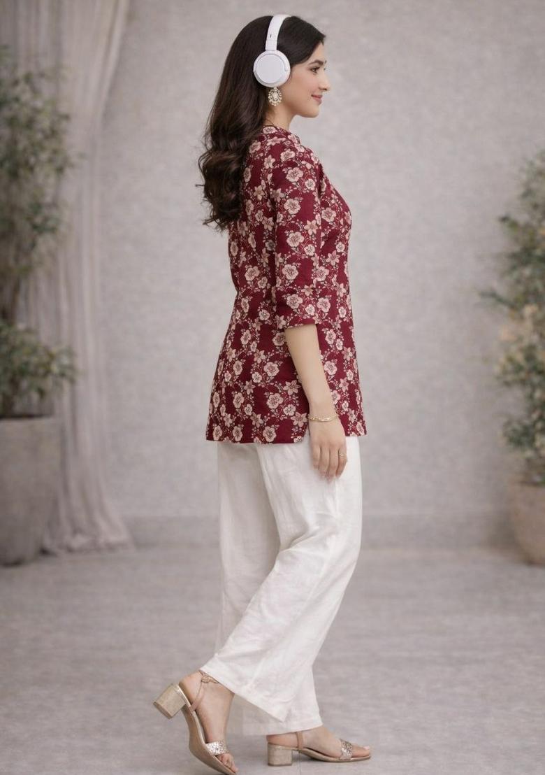 Red Embroidery Rayon Salwar Kameez - Indya