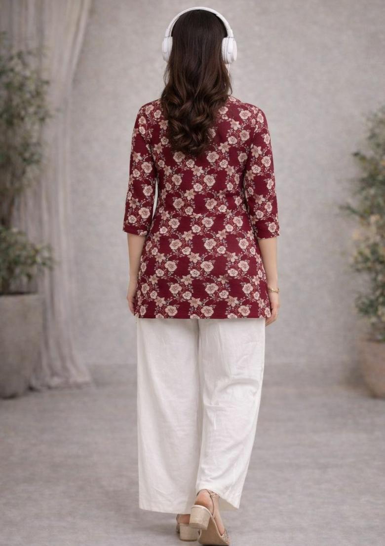 Red Embroidery Rayon Salwar Kameez - Indya