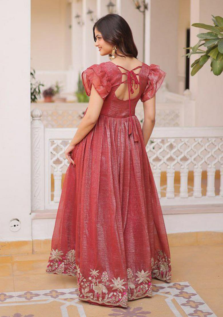 Pink Embroidery Crunchy Kurta - Indya