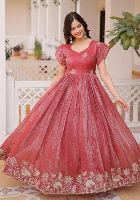 Pink Embroidery Crunchy Kurta