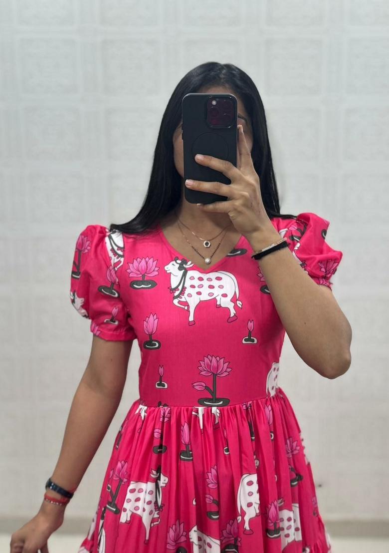 Pink Embroidery Cotton Kurta - Indya
