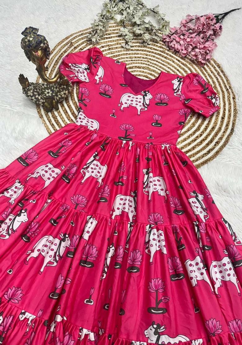 Pink Embroidery Cotton Kurta - Indya