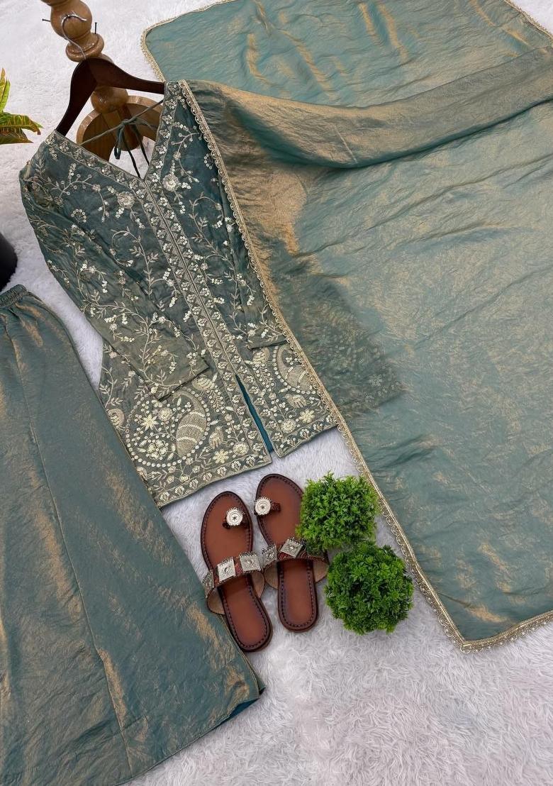 Rama Embroidery Silk Salwar Kameez - Indya