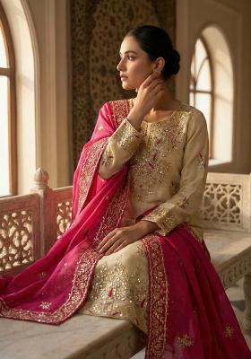 Pink Embroidery Silk Salwar Kameez