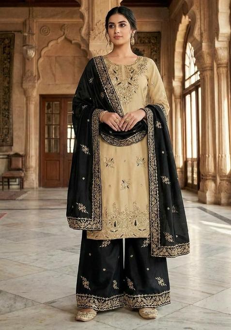 Black Embroidery Silk Salwar Kameez