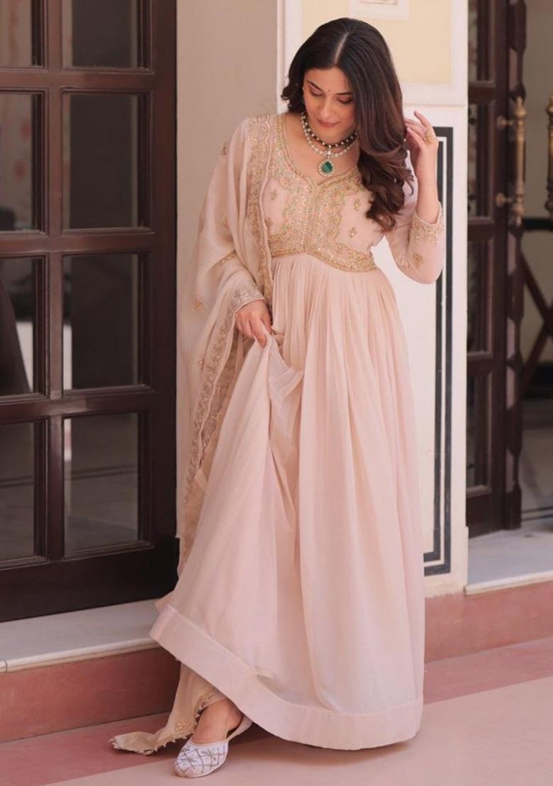 Pink Embroidery Georgette Salwar Kameez - Indya