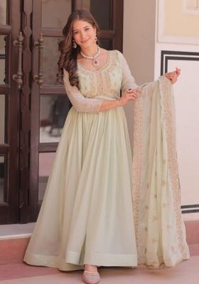 Blue Embroidery Georgette Salwar Kameez