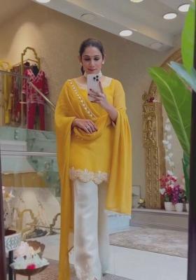 Yellow Embroidery Georgette Salwar Kameez