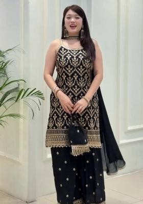 Black Embroidery Georgette Salwar Kameez