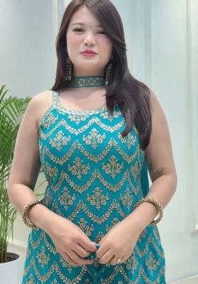 Blue Embroidery Georgette Salwar Kameez