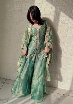 Blue Embroidery Silk Salwar Kameez