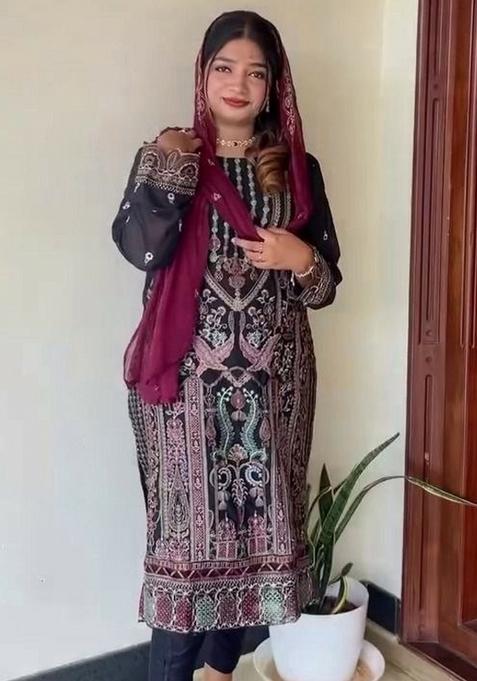 Black Embroidery Georgette Salwar Kameez
