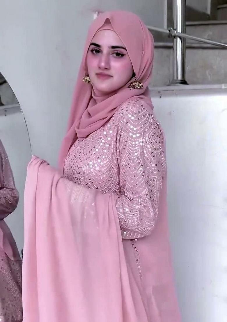 Pink Embroidery Georgette Salwar Kameez - Indya