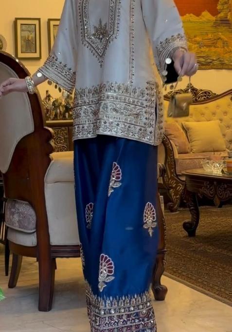 Blue Embroidery Silk Salwar Kameez