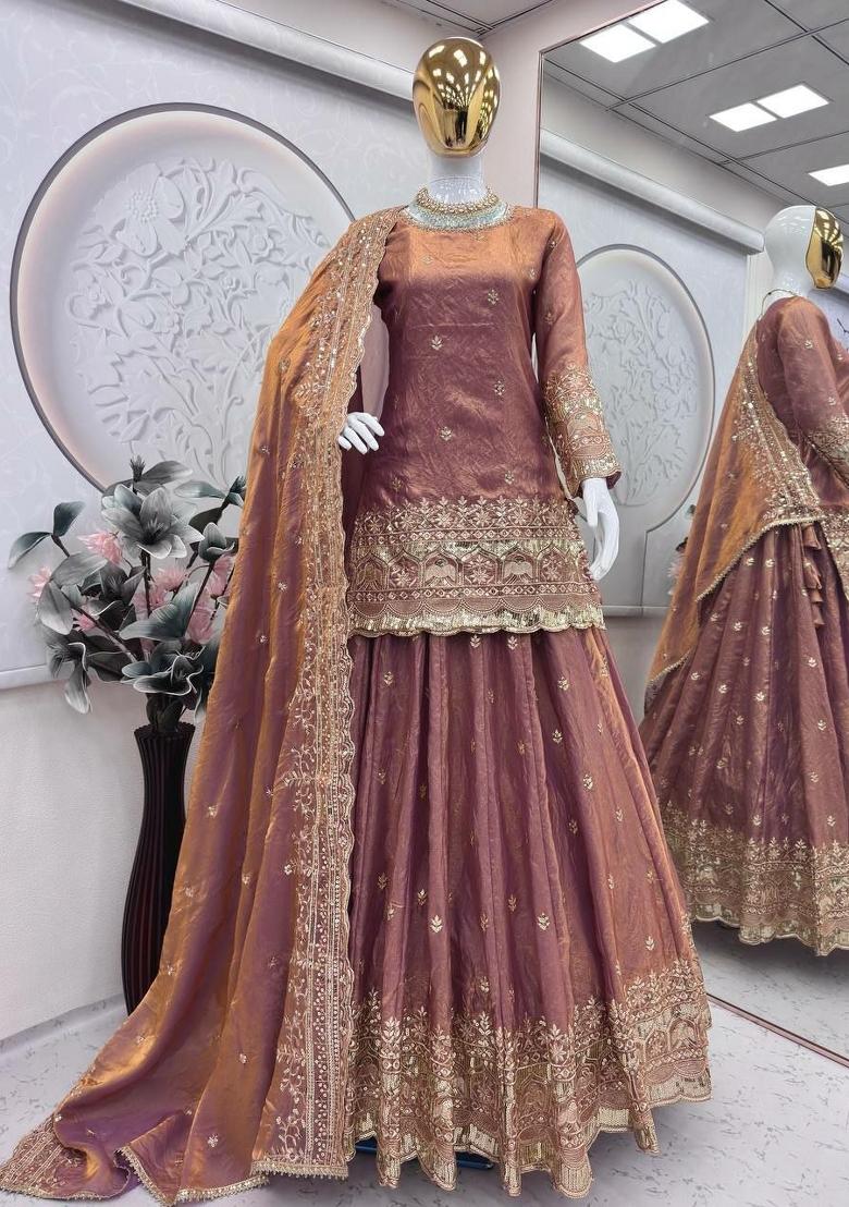 Pink Embroidery Silk Salwar Kameez - Indya