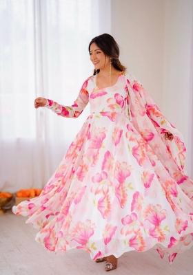 White Embroidery Silk Kurta Set