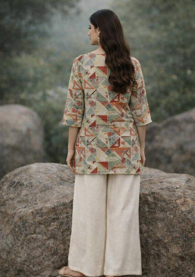 Multicolor Embroidery Rayon Kurta - Indya